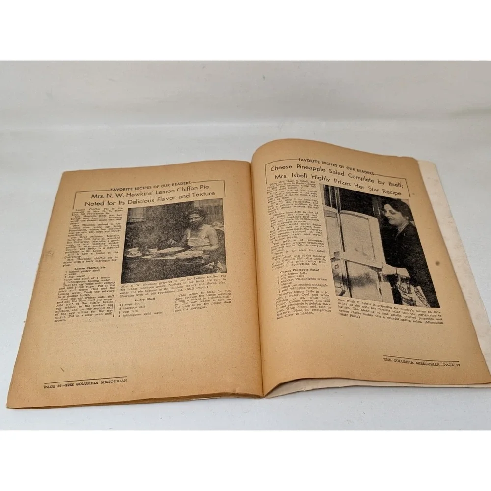 Vintage 1953 Columbia Missouri Recipe‎ Cook Book Desserts Pies House Wife 1950s